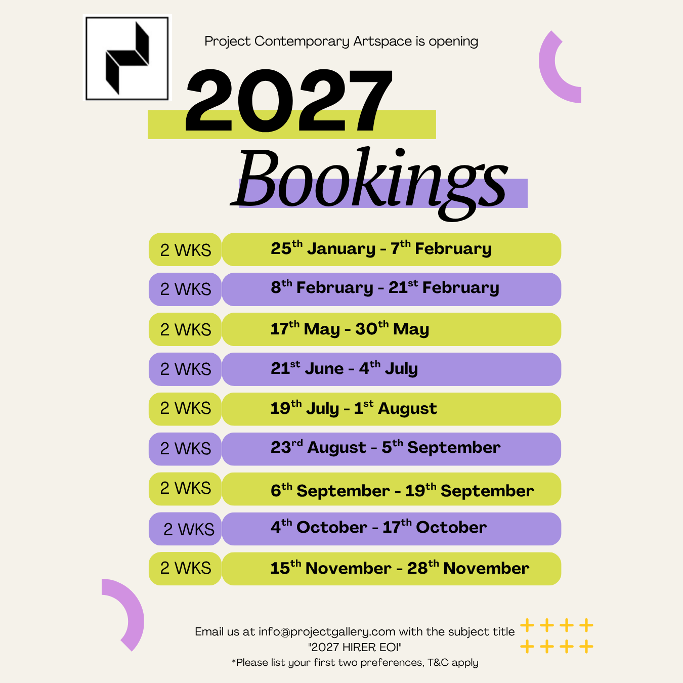 2027 Bookings are now open!
